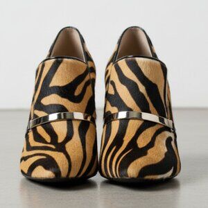 Nine West Tiger Print Pony Loafer Heels 9 NWT